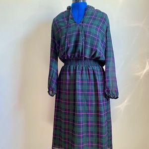 J. Crew Factory Green Plaid Midi Dress - Size: S
